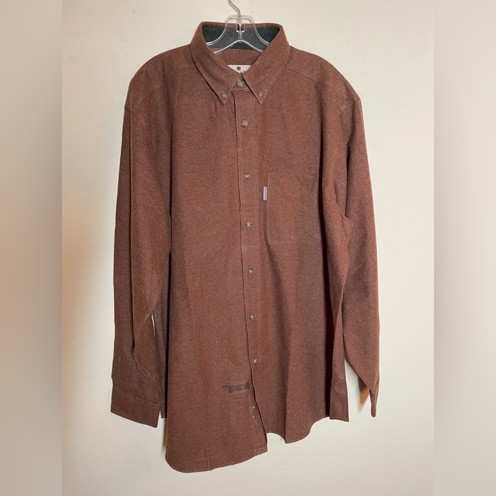 Woolrich Cotton Shirt Mens XL Rust Heather Button Up Long Sleeve Cotton NWT